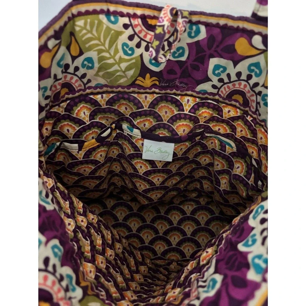 Vera Bradley Quilted Tote – Retired Purple Paisley‎ Floral with Tortoise Toggle